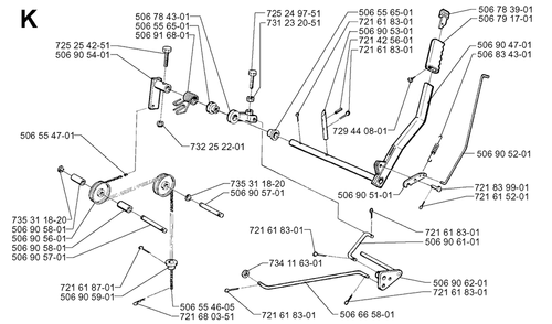 Controls Diagram and Parts List for R850HST 1997-03 Husqvarna Lawn Tractor