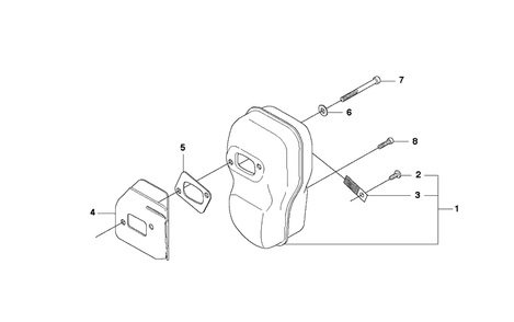 Muffler Diagram and Parts List for 345RX 20103600001-20144899999 Husqvarna Brush Cutter