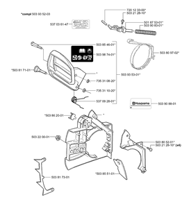 Chain Brake Diagram and Parts List for 335XPT 2001-05 Husqvarna Chainsaw