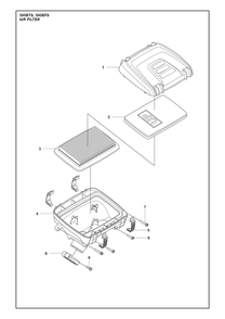 Air Filter Diagram and Parts List for 590BTS  Husqvarna Leaf Blower / Vacuum