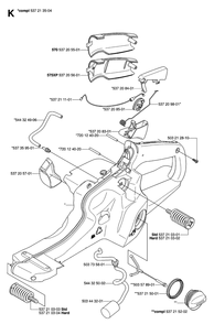Fuel Tank Diagram and Parts List for 575XP-575XPG 575 XP W - 575 XPGW Husqvarna Chainsaw