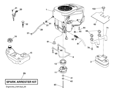Engine Diagram and Parts List for LGT2654 (96043018300)(2013-09) Husqvarna Lawn Tractor