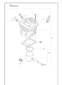 Cylinder Piston Diagram and Parts List for 570 2009-08 Husqvarna Chainsaw