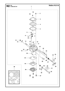 Carburetor Diagram and Parts List for 390XP-390XPG 390 XP W - 390 XP GW Husqvarna Chainsaw