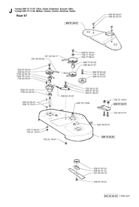 97cm Cutting Deck Diagram and Parts List for R16H 1999-02 Husqvarna Lawn Tractor