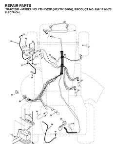 Electrical Diagram and Parts List for YTH150XP (HEYTH150KA)(2003-01) Husqvarna Lawn Tractor