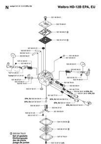 Carburetor Diagram and Parts List for 365 20070900001-20101800000 Husqvarna Chainsaw