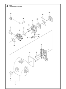 Carburetor And Air Filter Diagram and Parts List for 543RS (967348201)(20154400001-20192200000) Husqvarna Brush Cutter