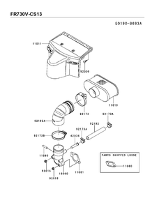 Air Filter And Muffler Diagram and Parts List for FR730V-CS13 2018-11 Husqvarna Engine