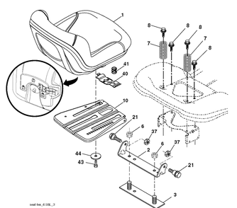 Seat Diagram and Parts List for YTH26V54 (96048001100)(2010 - 12) Husqvarna Lawn Tractor