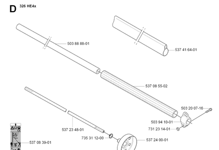Handle And Controls Diagram and Parts List for 326HE4 (X-SERIES)(20090900001-Current)(2009) Husqvarna Hedge Trimmer