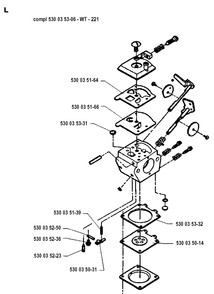 Carburetor Details Diagram and Parts List for 18H 19920900001-19941400000 Husqvarna Hedge Trimmer