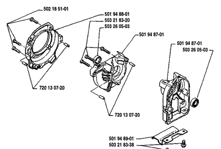 Crankcase Diagram and Parts List for 22RL 1989-09 Husqvarna Trimmer