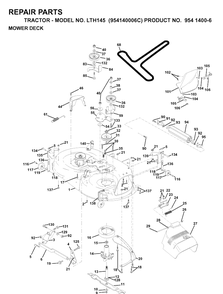 Mower Deck / Cutting Deck Diagram and Parts List for LTH145 (954140006C)(1998-02) Husqvarna Lawn Tractor