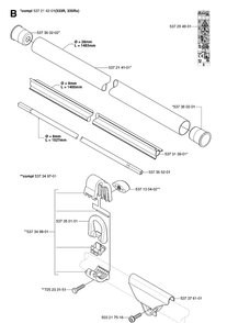 Shaft Diagram and Parts List for 335LS 20070100001-Current Husqvarna Edger