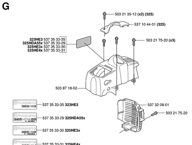 Cover Diagram and Parts List for 325HA110 20054000001-20040100000 Husqvarna Hedge Trimmer