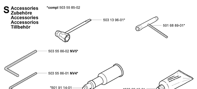 Accessories 2 Diagram and Parts List for 3120 20013500001-Current Husqvarna Chainsaw