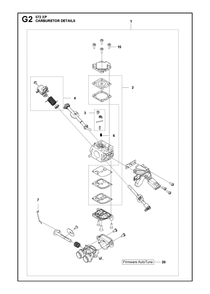 Carburetor Details Diagram and Parts List for 572XP-572XPG 572 XP W-572 XP GW Husqvarna Chainsaw