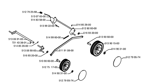 Wheels And Tires Diagram and Parts List for 47RC ROYAL Husqvarna Lawn Mower