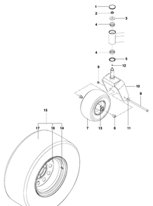 Wheels And Tires Diagram and Parts List for PZ6034FX (966516801)(2009-09) Husqvarna Lawn Mower