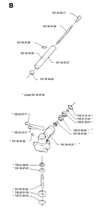Bevel Gear And Shaft Diagram and Parts List for 132LD 19931800001 & Above Husqvarna Trimmer