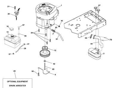 Engine Diagram and Parts List for YTH2042 (96043010600)(2009-12) Husqvarna Lawn Mower