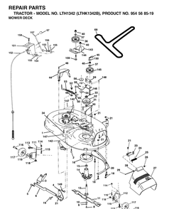 Mower Deck / Cutting Deck Diagram and Parts List for LTH1342-LTHK1342B 2002-02 Husqvarna Lawn Tractor