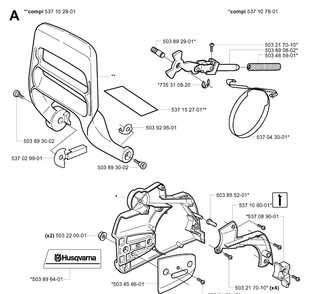 Chain Brake Diagram and Parts List for 346XP 20032200001-20041000000 Husqvarna Chainsaw