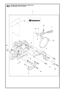 Chain Brake And Clutch Cover Diagram and Parts List for 450RANCHERII  Husqvarna Chainsaw