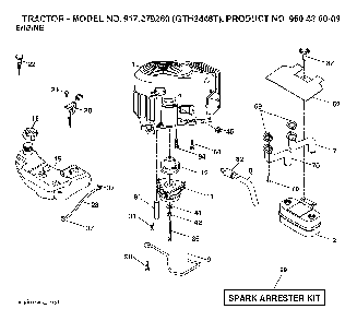 Engine Diagram and Parts List for GTH2448T (917279260, 960430009)(2006-02) Husqvarna Lawn Tractor