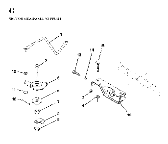 Sector Gear / Axle Support Diagram and Parts List for LTH130 (HE13H36D, 954820001)(1997-03) Husqvarna Lawn Tractor