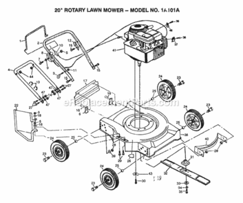 Page A Diagram and Parts List for 1A101A 1999 And Before Husqvarna Lawn Mower