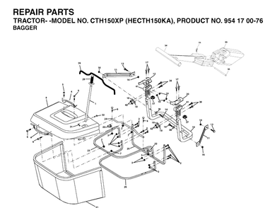 Bagger Diagram and Parts List for CTH150XP (HECTH150KA)(2003-01) Husqvarna Lawn Tractor