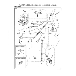 Electrical Diagram and Parts List for LGT24K54 240470 Husqvarna Lawn Tractor