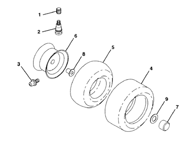 Wheels And Tires Diagram and Parts List for LR120 (954000602-A)(1993-10) Husqvarna Lawn Tractor