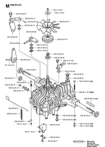 Transmission Diagram and Parts List for PR15 (953535001)(2004-01) Husqvarna Lawn Mower