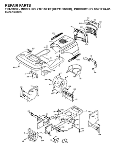 Chassis And Enclosures Diagram and Parts List for YTH180XP (HEYTH180KC)(2004-06) Husqvarna Lawn Tractor