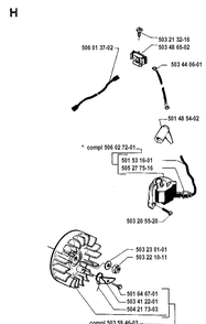 Ignition System Diagram and Parts List for 45 19902200001-19912200000 Husqvarna Chainsaw
