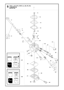 Carburetor, Not For Us Diagram and Parts List for 325CX 20080900001 & Above Husqvarna Trimmer