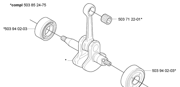 Crankshaft Diagram and Parts List for HA110 2005-09 Husqvarna Hedge Trimmer