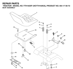 Seat Diagram and Parts List for YTH150XP (HEYTH150KA)(2003-01) Husqvarna Lawn Tractor