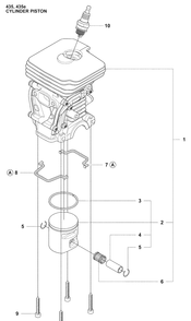 Cylinder Piston Diagram and Parts List for 435 2009-02 Husqvarna Chainsaw