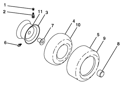 Wheels And Tires Diagram and Parts List for GTH2448T (960450003-00)(2005-11) Husqvarna Lawn Tractor
