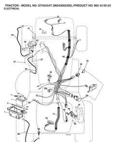Electrical Diagram and Parts List for GTH2454T (96043002300)(2006-03) Husqvarna Lawn Tractor