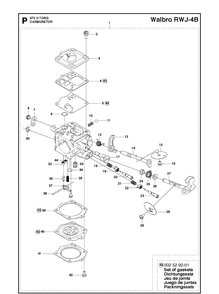 Carburetor Diagram and Parts List for 372XP XPG Husqvarna Chainsaw