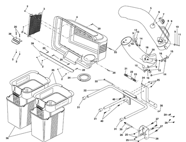 Grass Catcher Diagram and Parts List for QC42A (954040510)(2001-11) Husqvarna Lawn Tractor Accessories