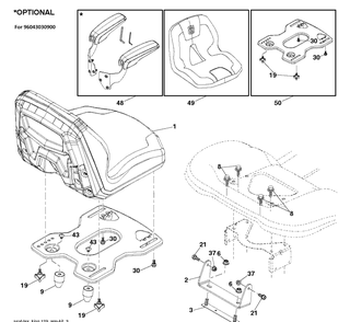 Seat Diagram and Parts List for TS248TD (96043032500)(2020-08) Husqvarna Lawn Tractor
