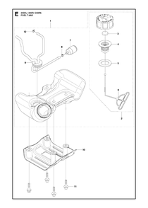 Fuel Tank Diagram and Parts List for 243RJ 20182200001 & Above Husqvarna Trimmer