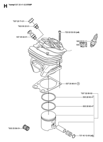 Cylinder Piston Diagram and Parts List for 575XP-575XPG 575 XP W - 575 XPGW Husqvarna Chainsaw