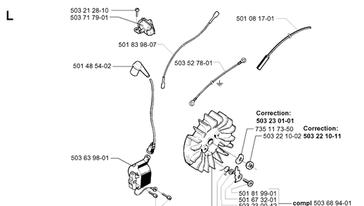 Electrical 2 Diagram and Parts List for 395XP/ (XPG)(20030100001-20051800000) Husqvarna Chainsaw